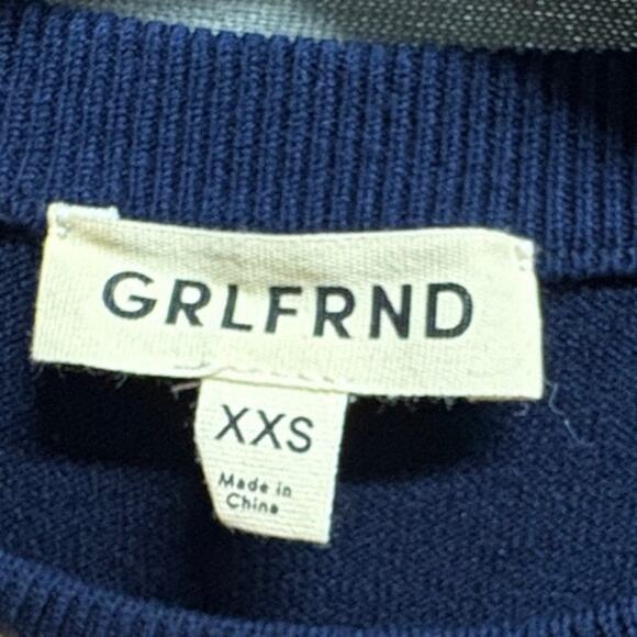 GRLFRND Florrie Navy Blue Ribbed Midi Dress with Short Sleeves XXS - Picture 5 of 12